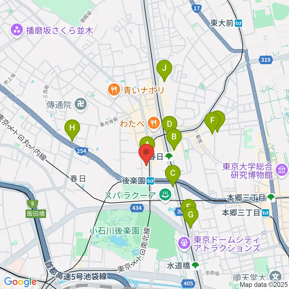 文京楽器周辺のホテル一覧地図