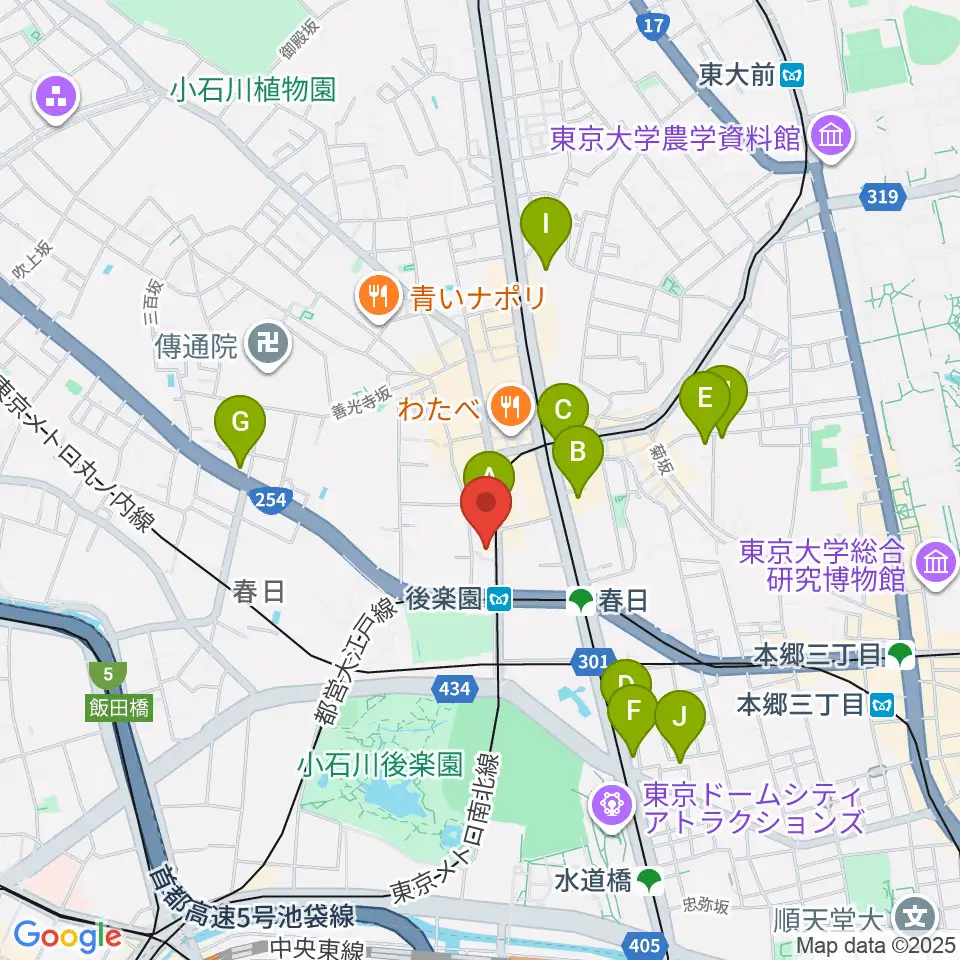 文京楽器周辺のホテル一覧地図