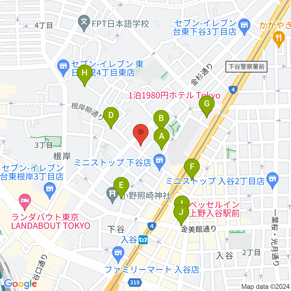 ギターショップ アウラ周辺のホテル一覧地図