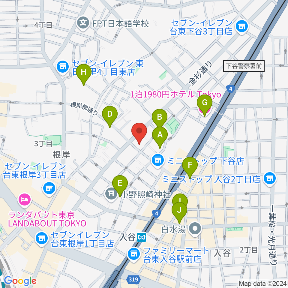 ギターショップ アウラ周辺のホテル一覧地図