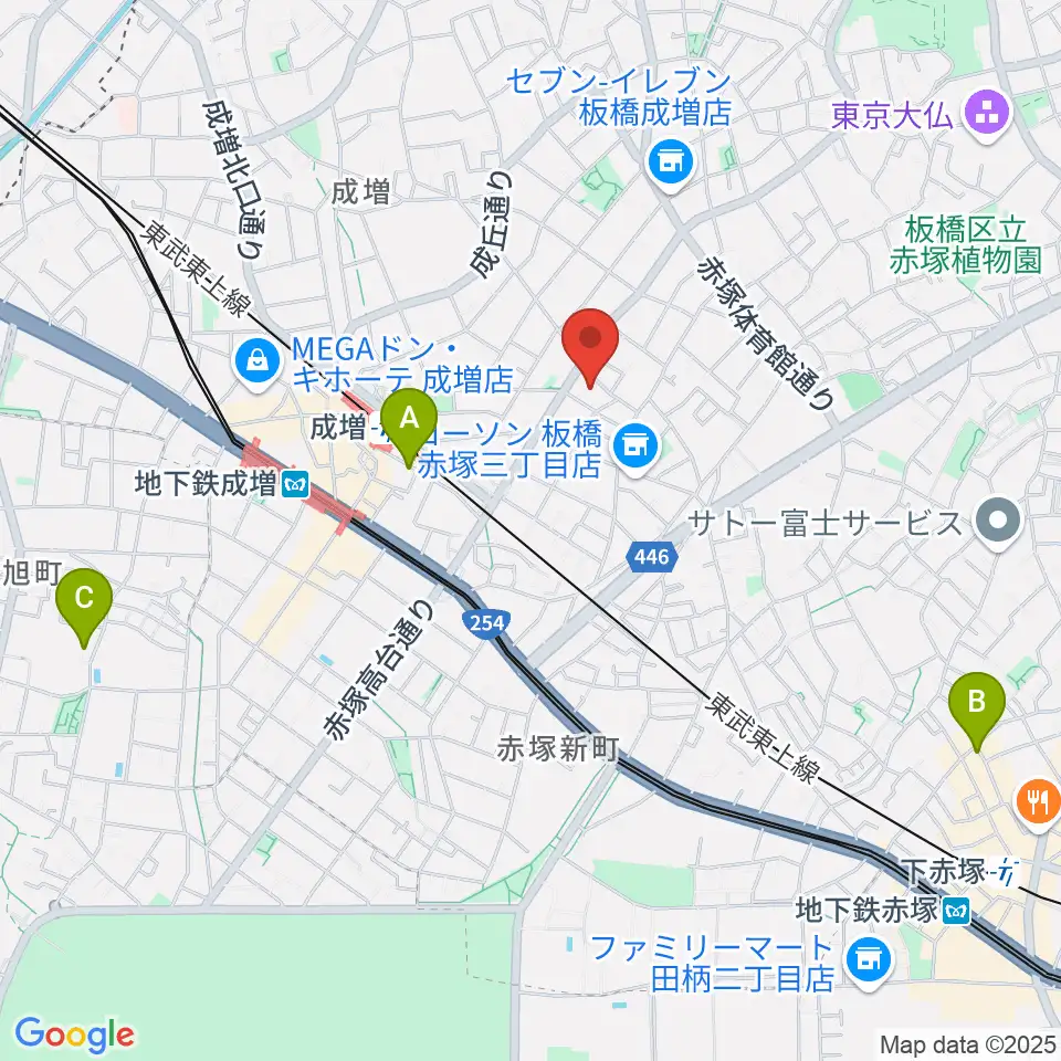 ギターライフ社周辺のホテル一覧地図