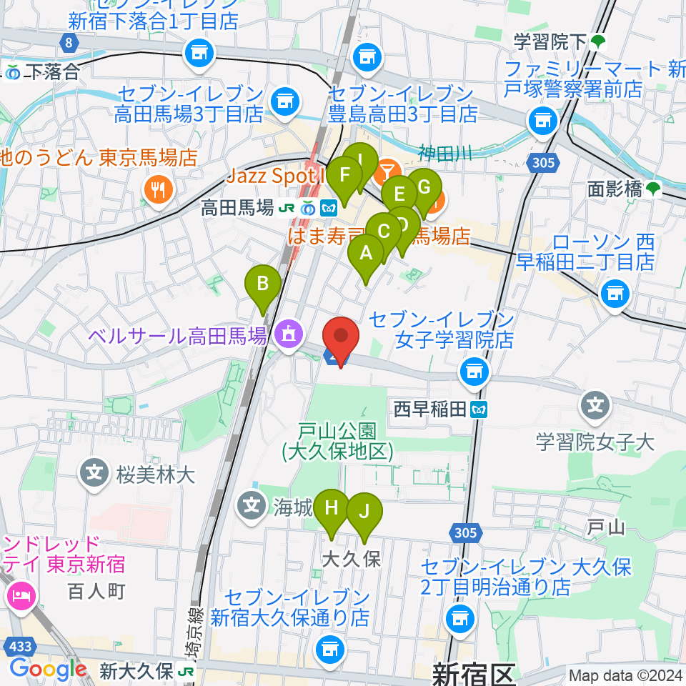 ハセカン ハセガワ管楽器工房周辺のホテル一覧地図