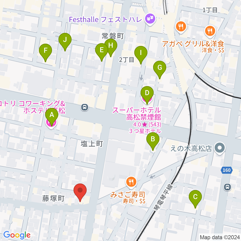 管楽器専門店ミュージカルヒロ周辺のホテル一覧地図