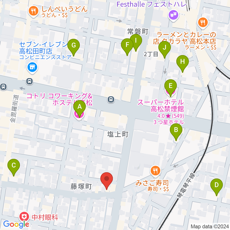 管楽器専門店ミュージカルヒロ周辺のホテル一覧地図