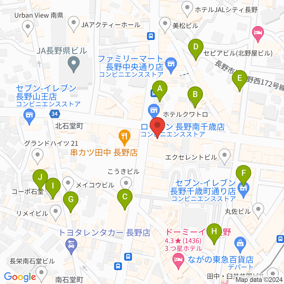 美鈴楽器本店周辺のホテル一覧地図
