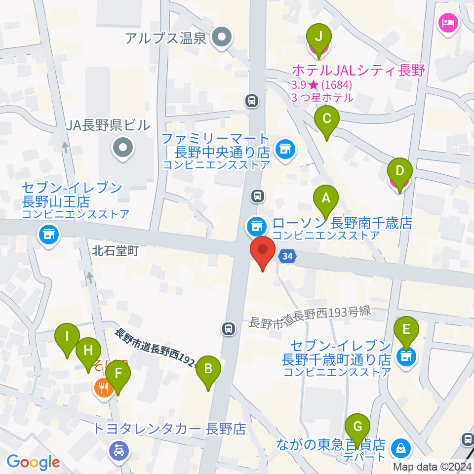 美鈴楽器本店周辺のホテル一覧地図