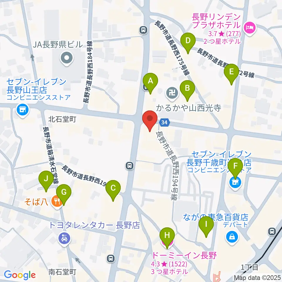 美鈴楽器本店周辺のホテル一覧地図