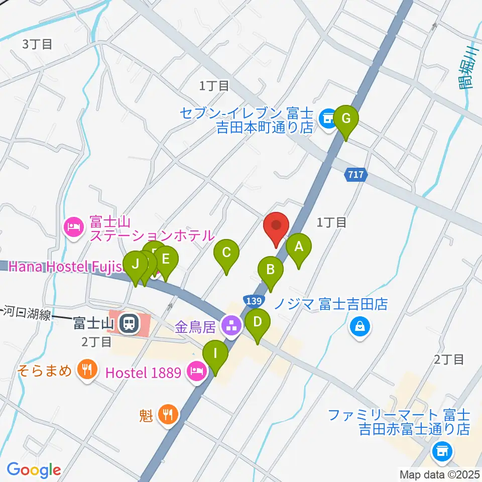 内藤楽器 富士吉田店周辺のホテル一覧地図