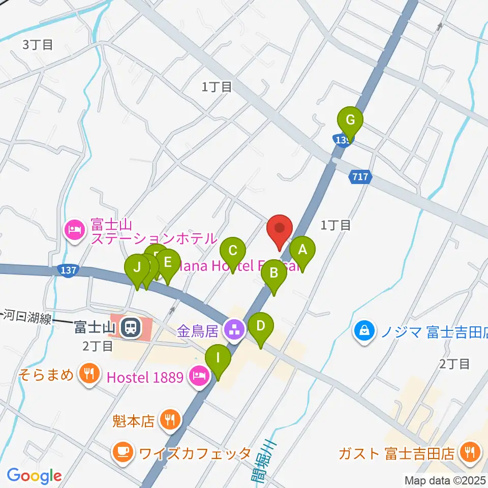 内藤楽器 富士吉田店周辺のホテル一覧地図