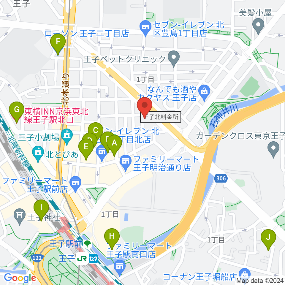 武蔵野楽器周辺のホテル一覧地図