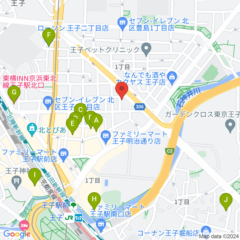 武蔵野楽器周辺のホテル一覧地図