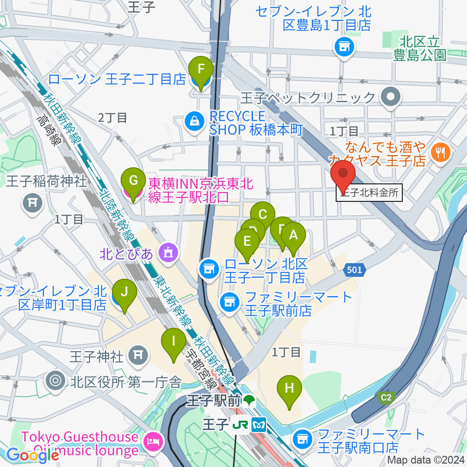 武蔵野楽器周辺のホテル一覧地図