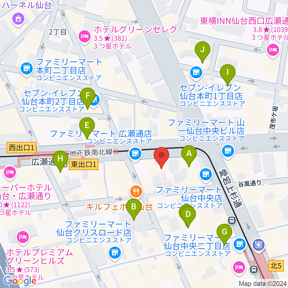 グレースハープ仙台店周辺のホテル一覧地図