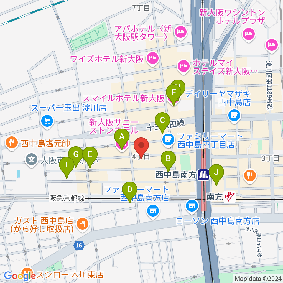 十三堂楽器周辺のホテル一覧地図