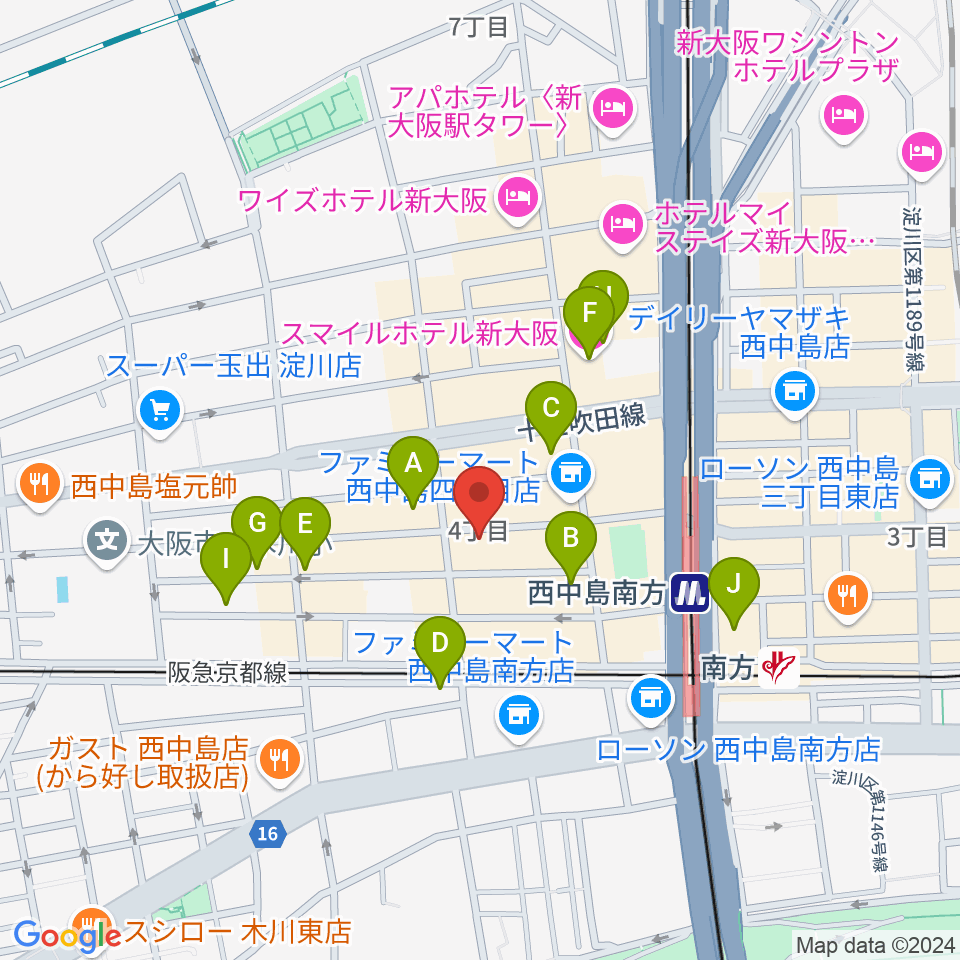 十三堂楽器周辺のホテル一覧地図