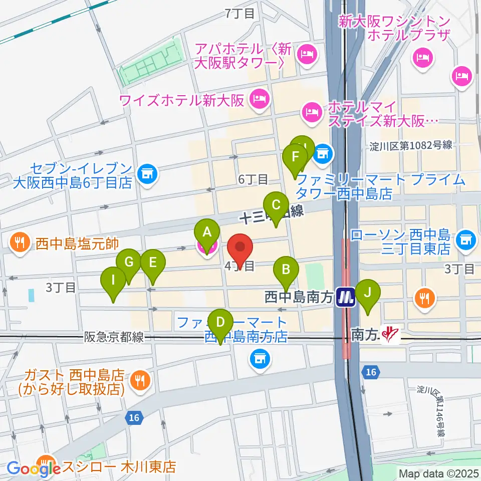 十三堂楽器周辺のホテル一覧地図