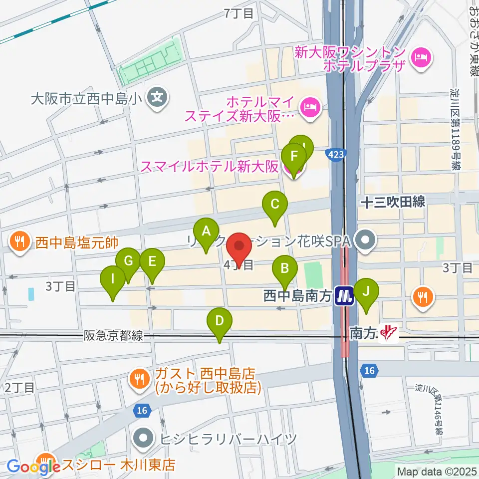 十三堂楽器周辺のホテル一覧地図