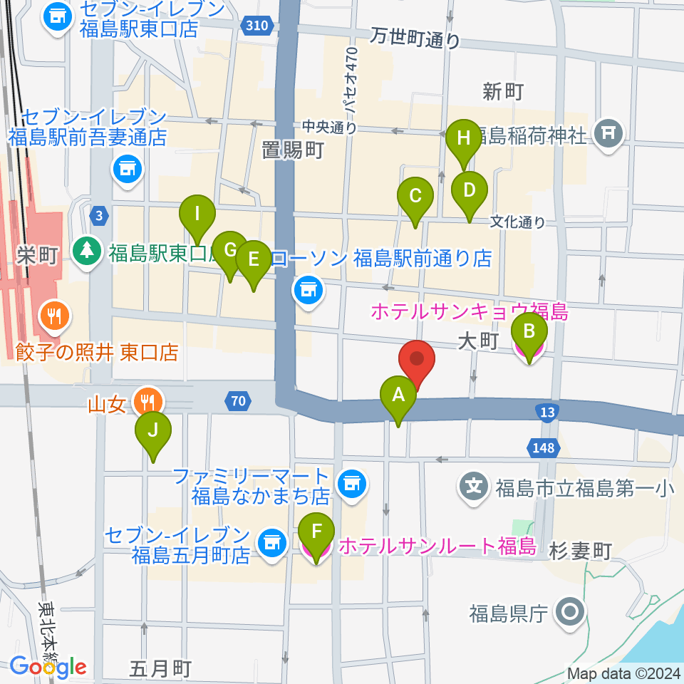 アイヴィー楽器周辺のホテル一覧地図