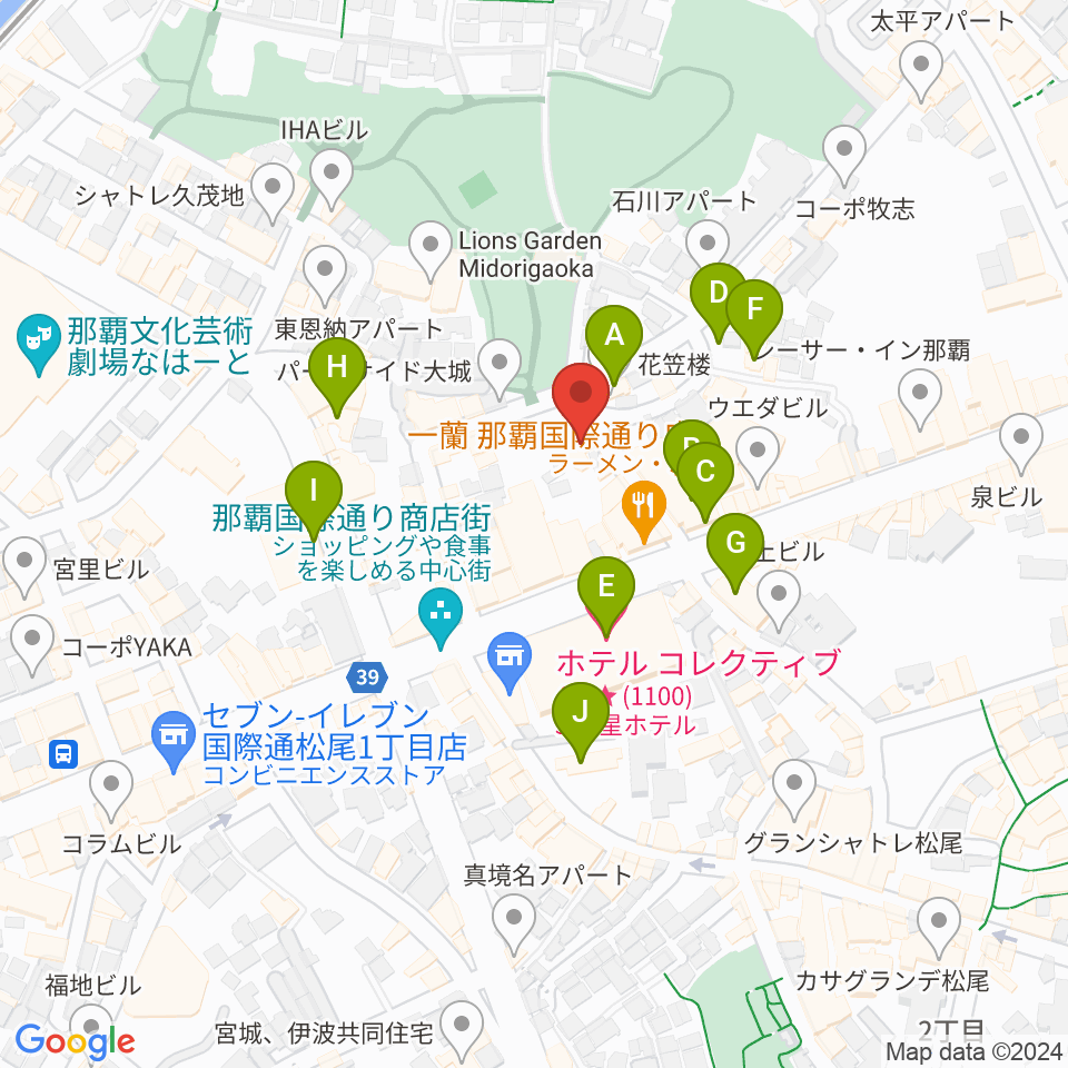 ちんだみ三線店 沖縄本店周辺のホテル一覧地図
