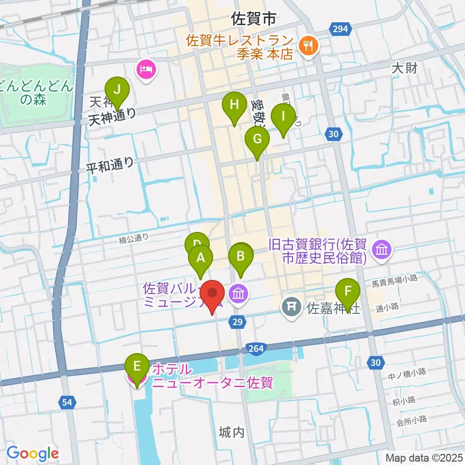 中央楽器 佐賀本店周辺のホテル一覧地図