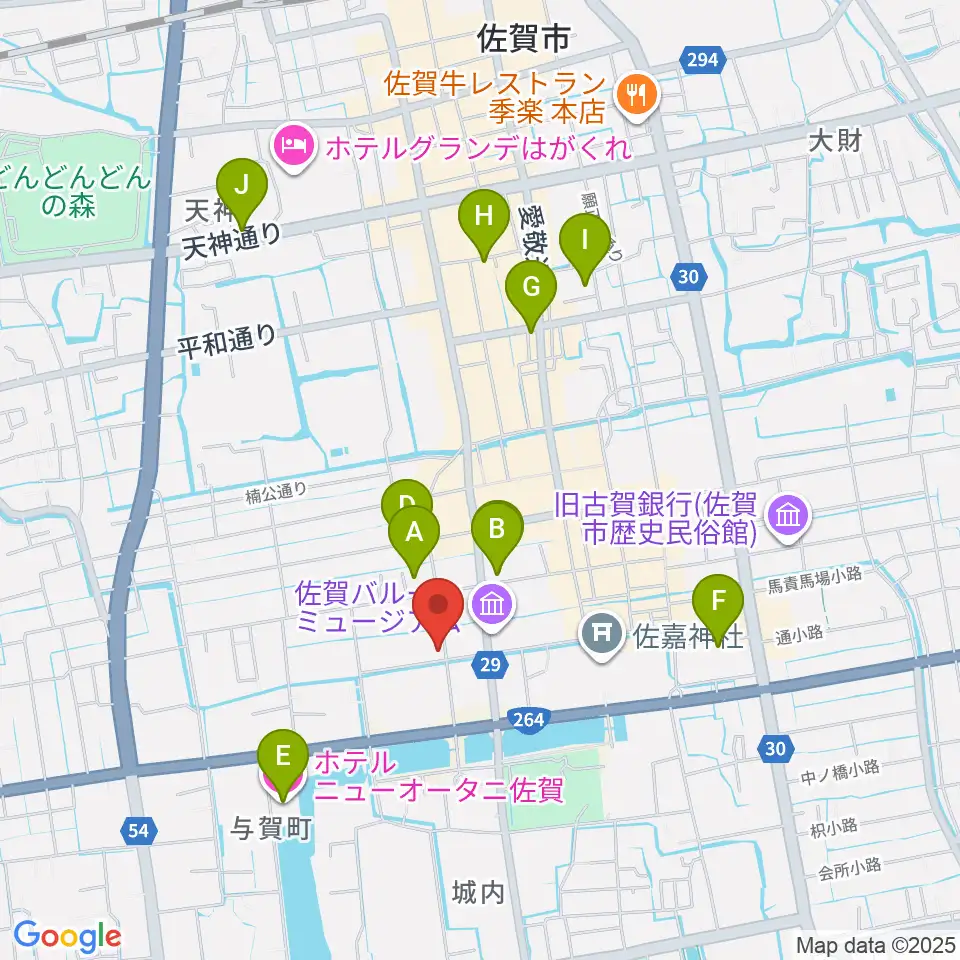 中央楽器 佐賀本店周辺のホテル一覧地図