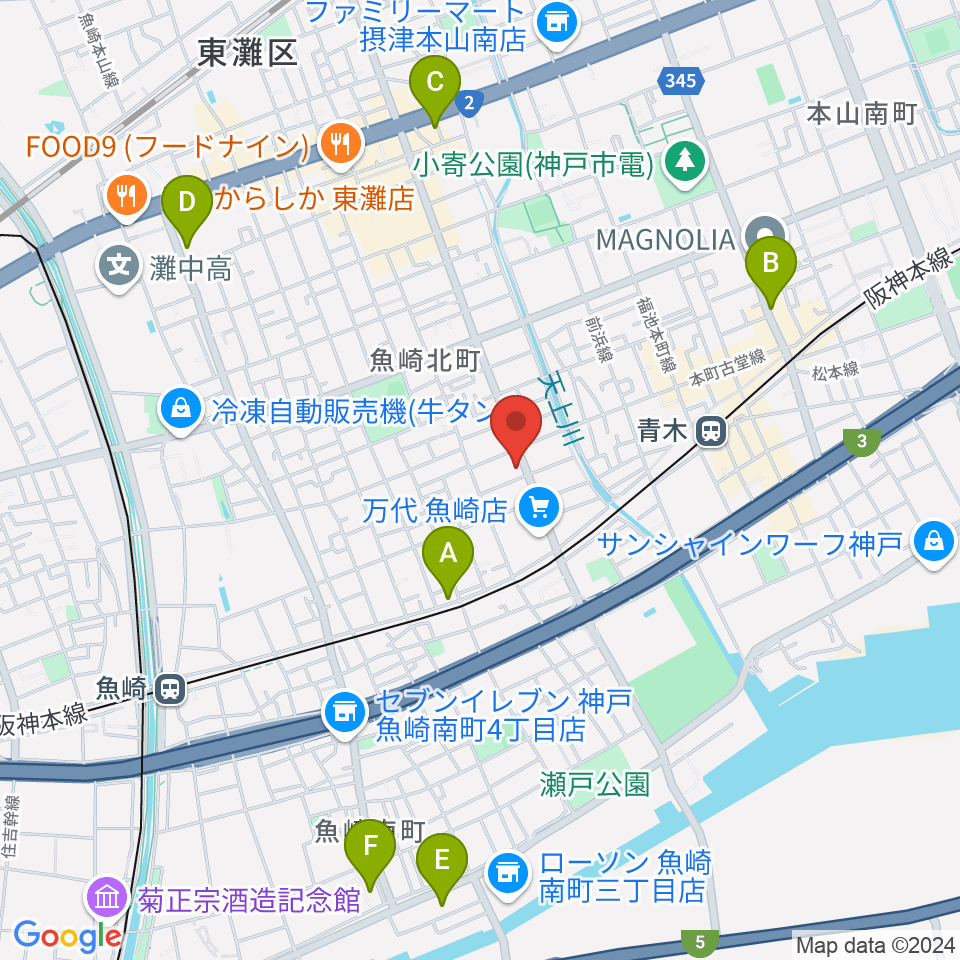 グランド楽器周辺のホテル一覧地図