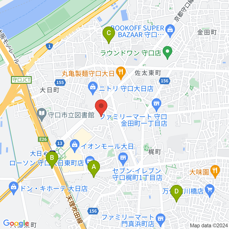 ギターワークス周辺のホテル一覧地図