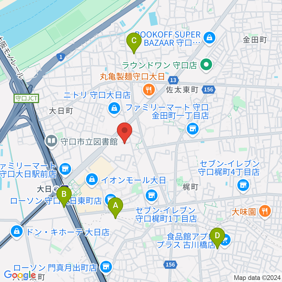 ギターワークス周辺のホテル一覧地図