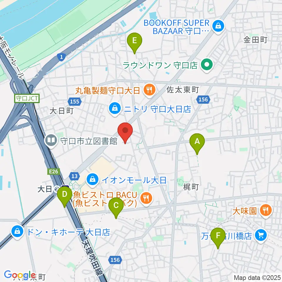 ギターワークス周辺のホテル一覧地図