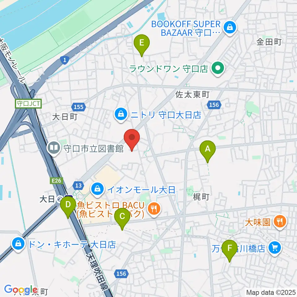 ギターワークス周辺のホテル一覧地図