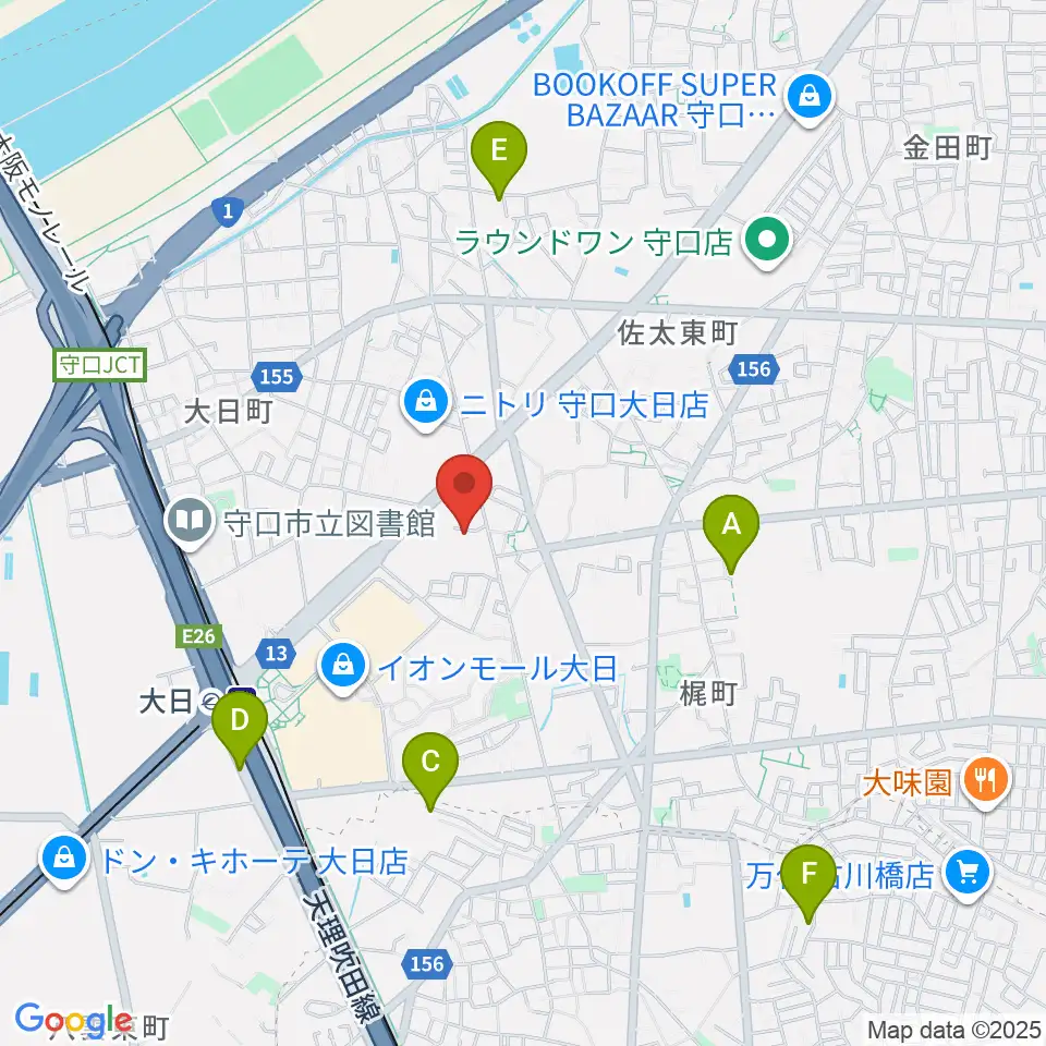 ギターワークス周辺のホテル一覧地図