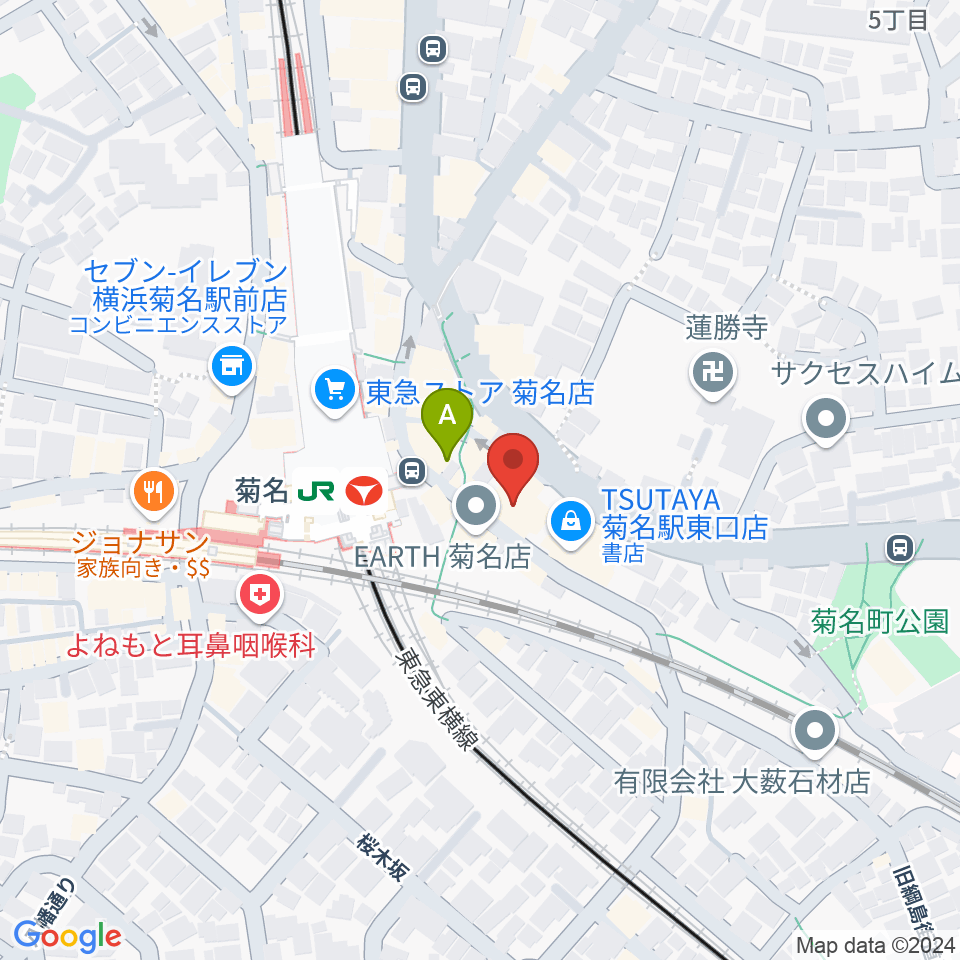 ハタ楽器 菊名駅前店周辺のホテル一覧地図