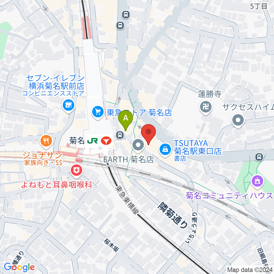 ハタ楽器 菊名駅前店周辺のホテル一覧地図