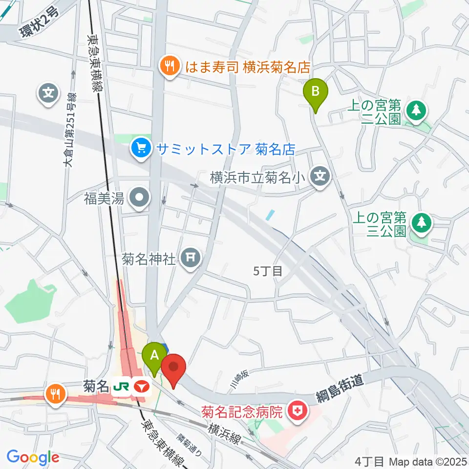 ハタ楽器 菊名駅前店周辺のホテル一覧地図