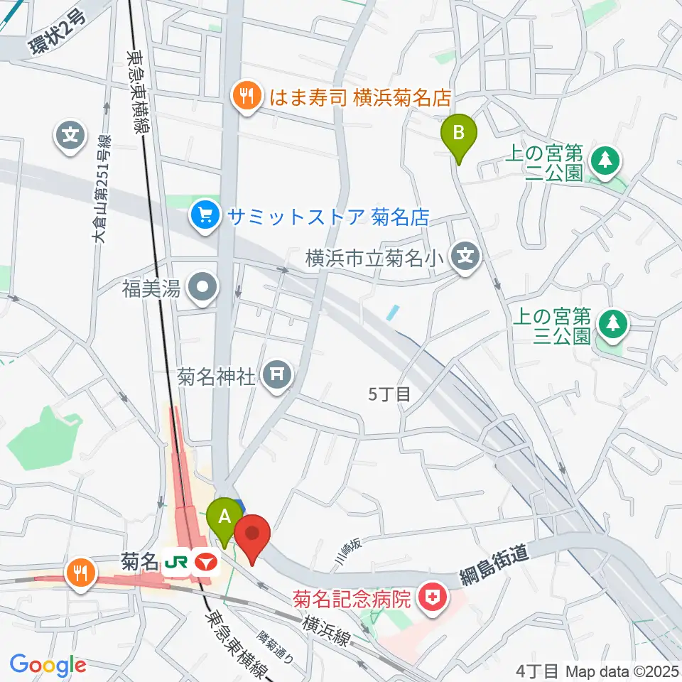 ハタ楽器 菊名駅前店周辺のホテル一覧地図