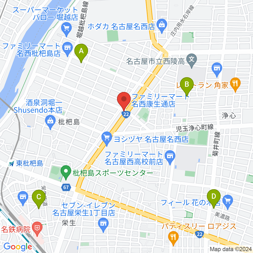 日野屋和楽器店周辺のホテル一覧地図