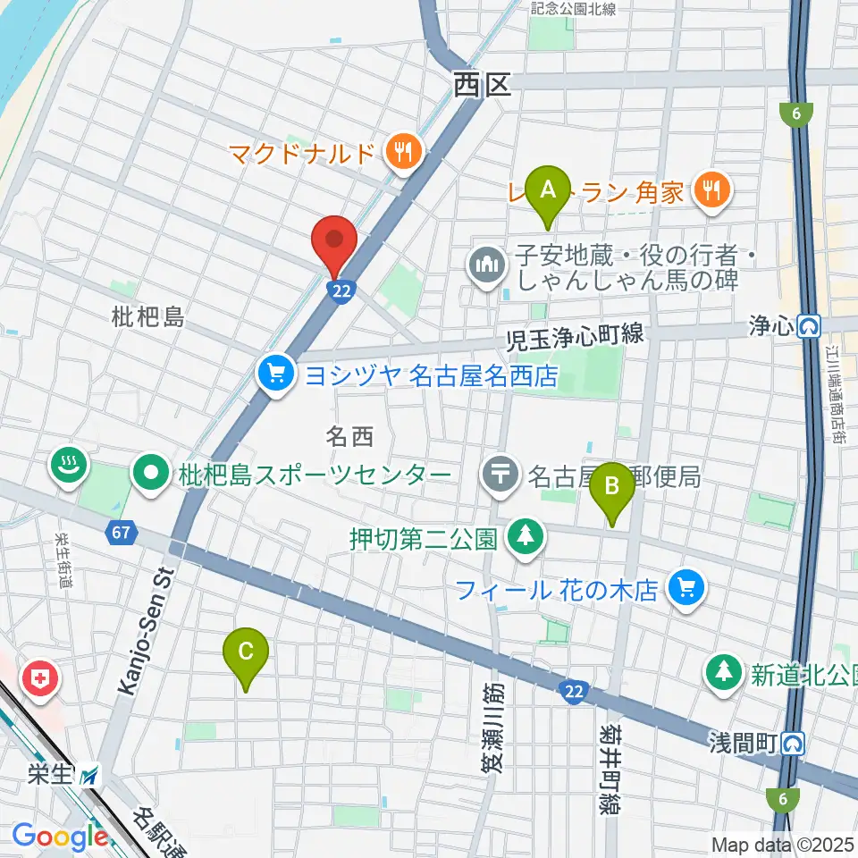 日野屋和楽器店周辺のホテル一覧地図