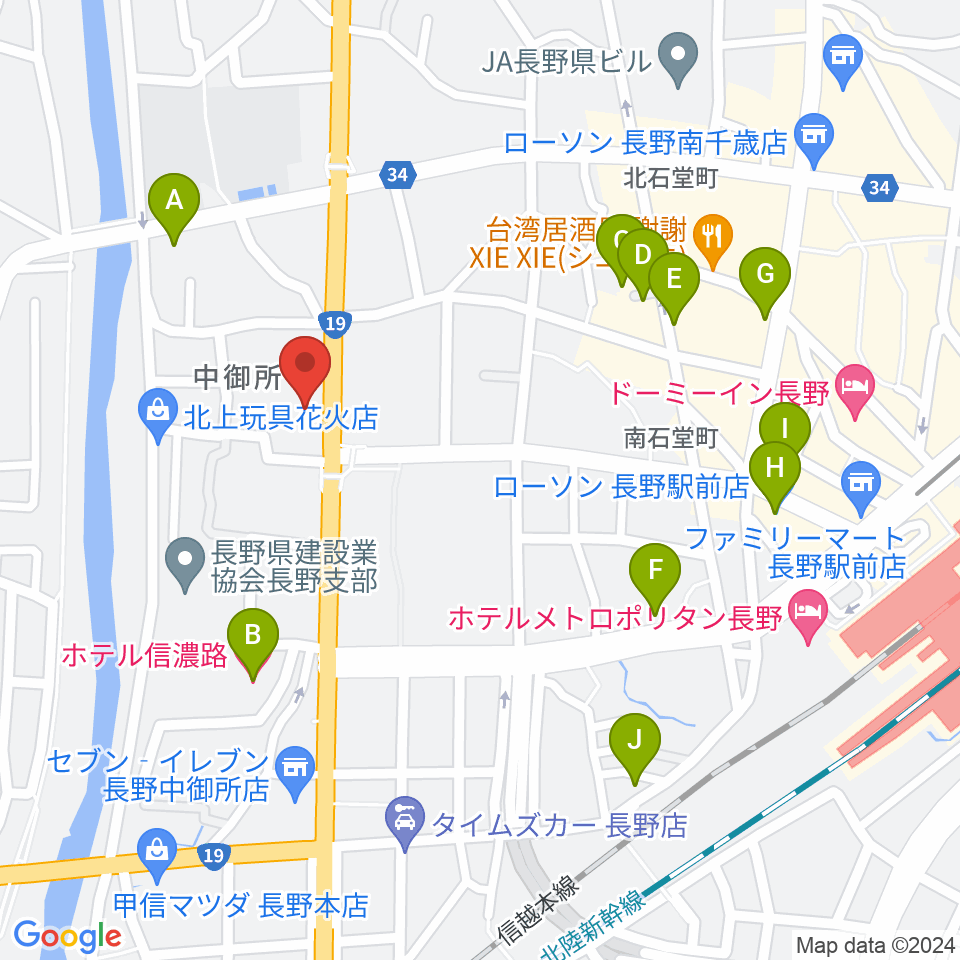 ヒオキ楽器 本店シャコンヌ周辺のホテル一覧地図