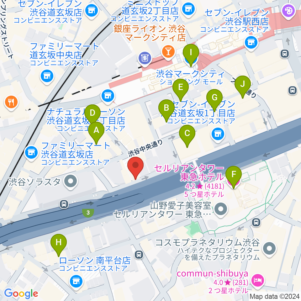 フーチーズ周辺のホテル一覧地図