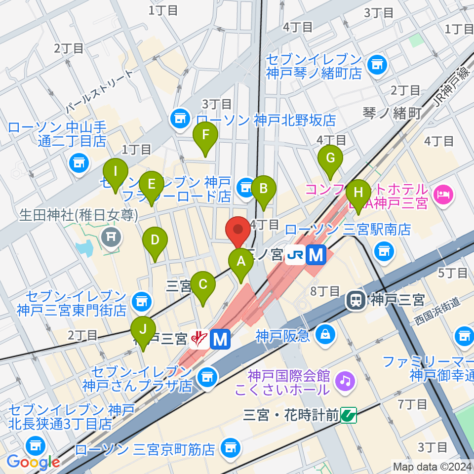 神戸楽譜周辺のホテル一覧地図