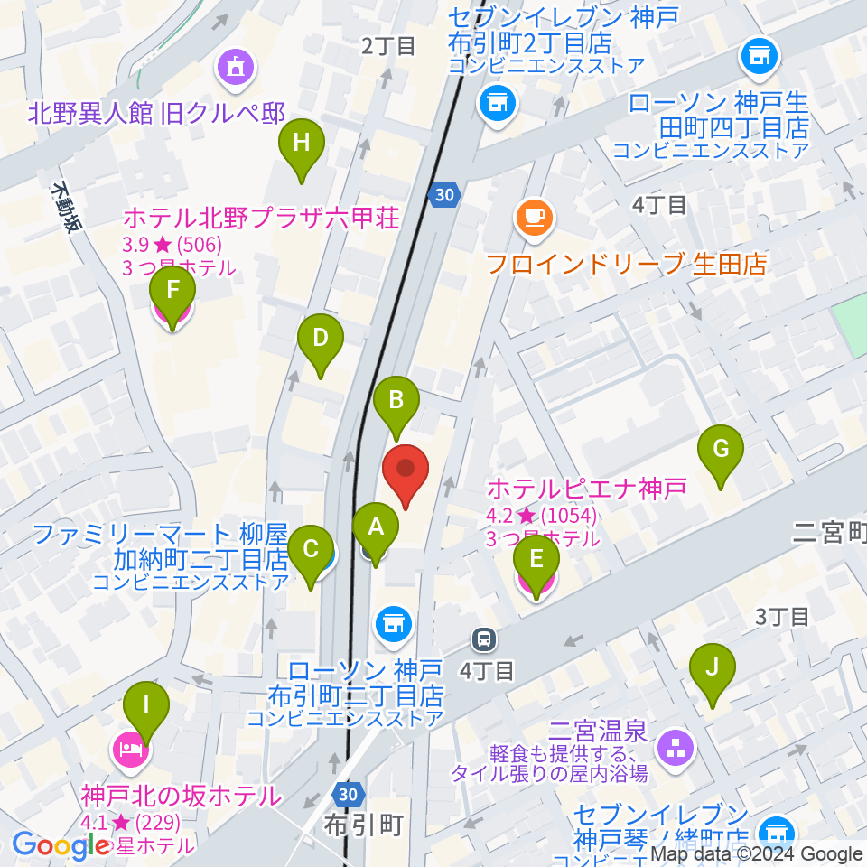 ブリーズ楽器周辺のホテル一覧地図