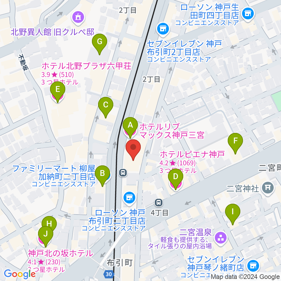 ブリーズ楽器周辺のホテル一覧地図