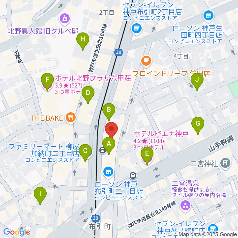 ブリーズ楽器周辺のホテル一覧地図