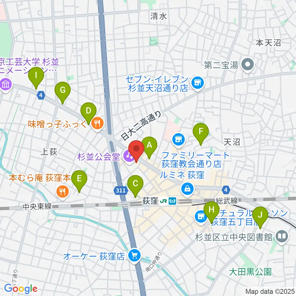 八重洲ピアノ社 荻窪本店第二センター周辺のホテル一覧地図