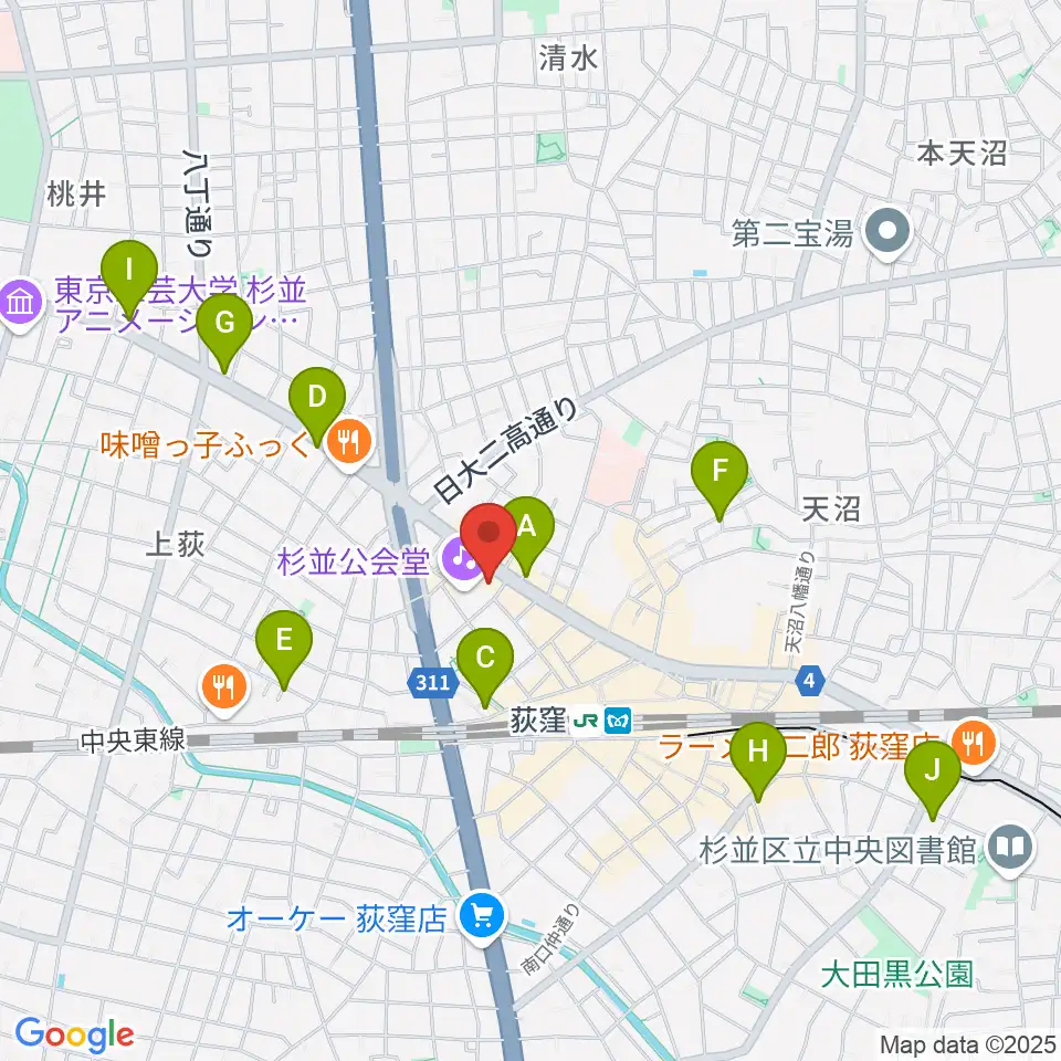 八重洲ピアノ社 荻窪本店第二センター周辺のホテル一覧地図