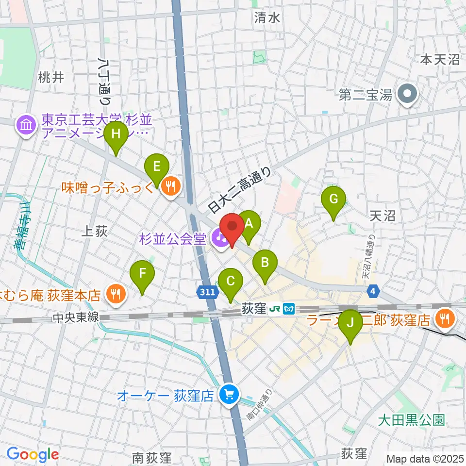 八重洲ピアノ社 荻窪本店第二センター周辺のホテル一覧地図
