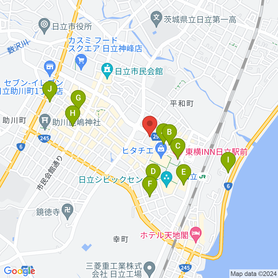 クシダピアノ社周辺のホテル一覧地図