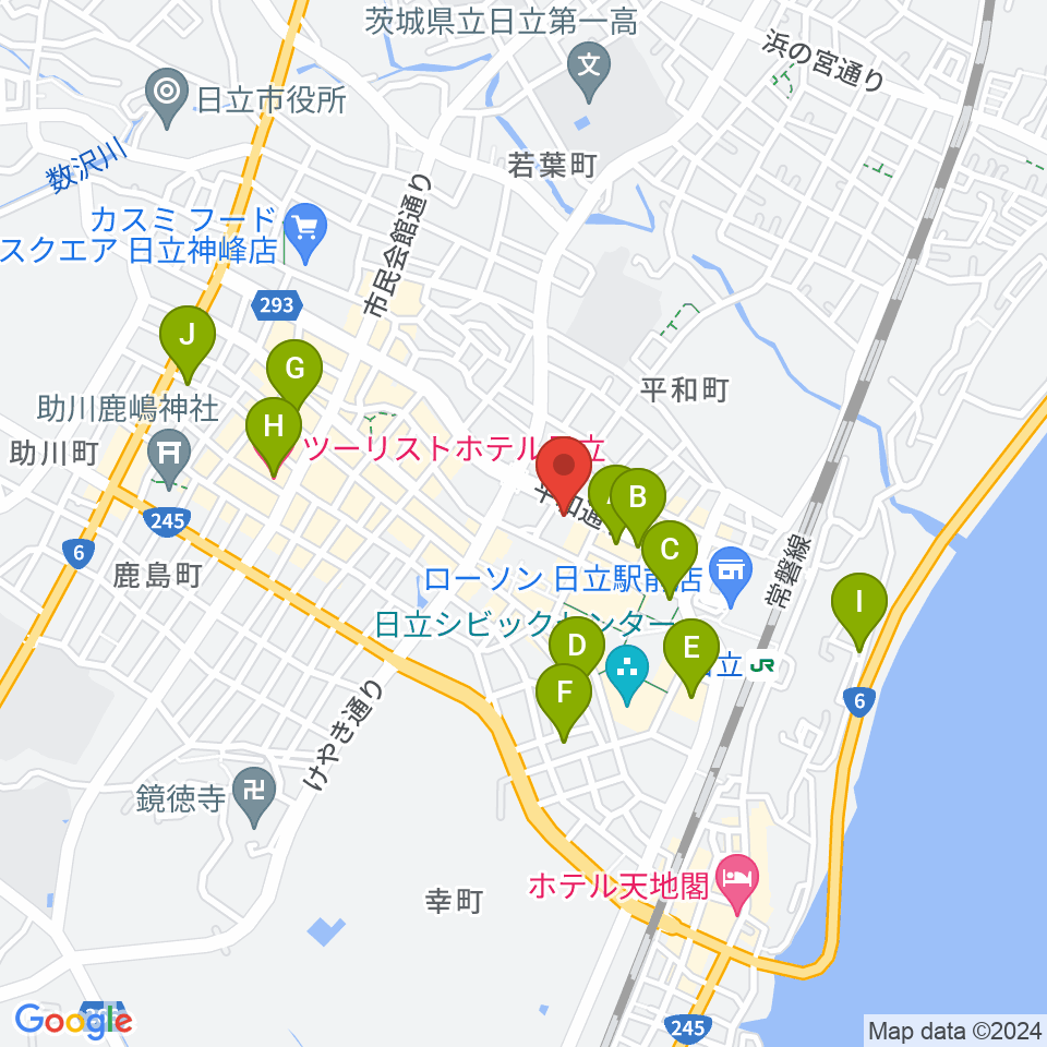 クシダピアノ社周辺のホテル一覧地図