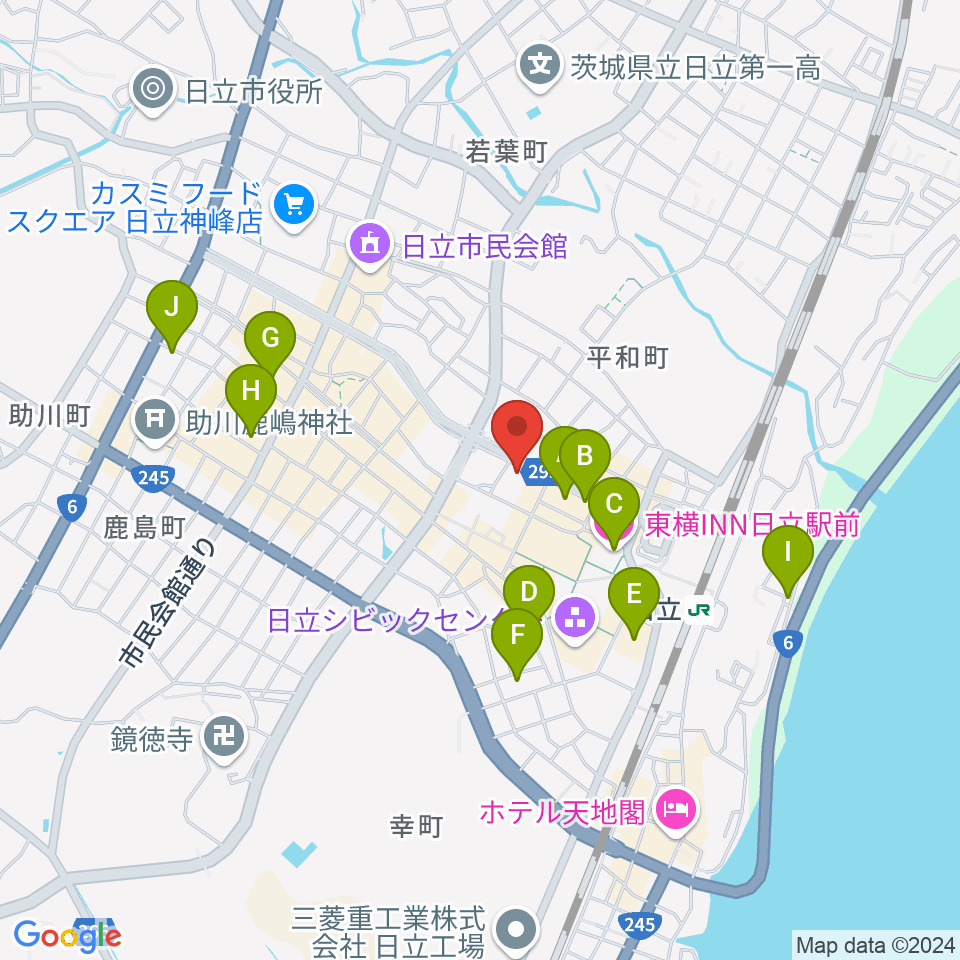 クシダピアノ社周辺のホテル一覧地図