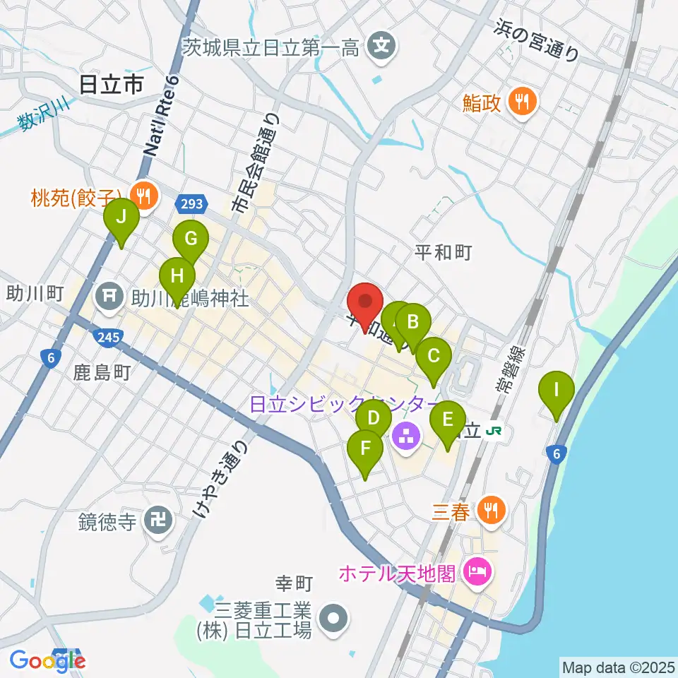 クシダピアノ社周辺のホテル一覧地図